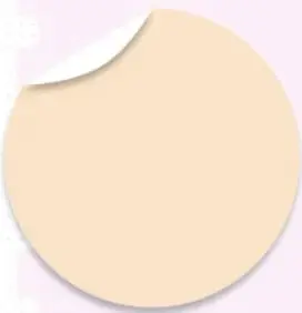 Círculo beige decorativo con borde de página doblada.