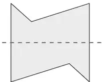 Figura con forma de moño con línea punteada horizontal.