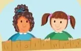 Ilustración de dos niñas que acompaña la actividad sobre colores de cabello.