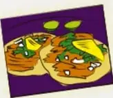 Ilustración de dos antojitos mexicanos (sopes o tostadas) con lechuga, crema y queso sobre fondo morado.