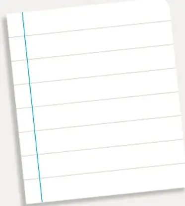Hoja de cuaderno con líneas azules, lista para escribir respuestas.