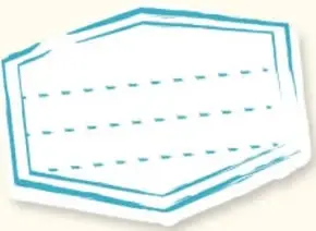 Cuadro blanco con borde azul y líneas punteadas para escribir.