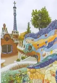 Muestra el dragón salamandra del mosaico de Antoni Gaudí en el Park Güell de Barcelona.