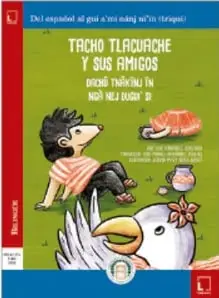 Portada del libro 'Tacho Tlacuache y sus amigos' con ilustración de un tlacuache y un ave.