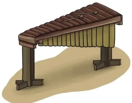Ilustración de una marimba (instrumento de teclas de madera).