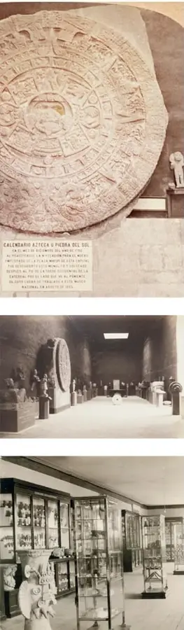 Fotografía de la Piedra del Sol o Calendario azteca, monolito circular con relieves tallados.