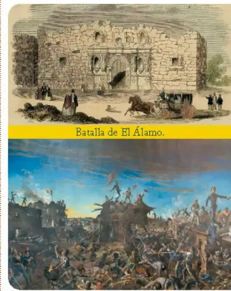 Pintura de la Batalla de San Jacinto, con soldados en combate.
