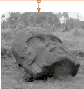 Cabeza monumental olmeca tallada en piedra, ubicada en San Lorenzo, Veracruz.