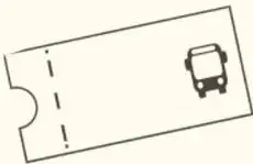 Boleto o ticket con una ilustración de camión, alusivo al trayecto de los alimentos.