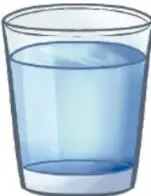 Vaso con agua líquida (estado líquido).