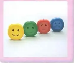 Recuadro de competencia socioemocional con cuatro caritas que representan diferentes estados de ánimo.