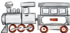Ilustración de una locomotora y un vagón de tren.
