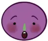 Carita morada con ojos muy abiertos y boca en 'o' (sorpresa).