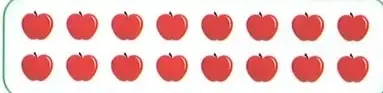 Aparecen dos conjuntos de manzanas: uno con manzanas rojas y otro con manzanas verdes.