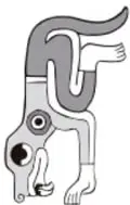 Ilustración de un perro o animal trepando.
