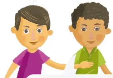 Viñeta con dos niños conversando sobre la contaminación del río y la muerte de las ovejas por parasitosis.