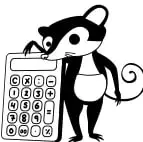 Personaje de zorrillo con una calculadora.