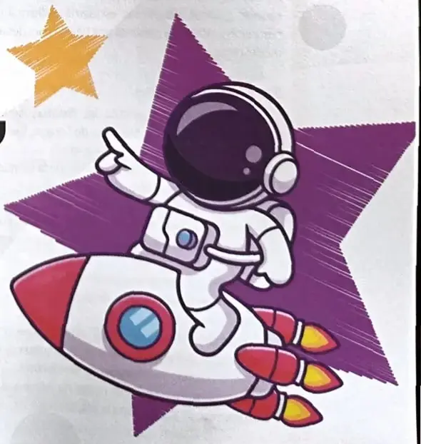 Ilustración de una niña o niño astronauta viajando en un cohete, como símbolo de los sueños, el futuro y la exploración del conocimiento.