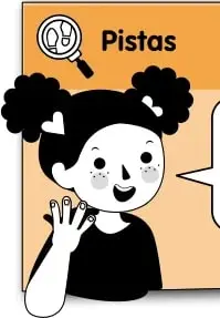 Recuadro naranja 'Pistas' con un niño que dice: 'No olvides expresar el resultado como fracción irreductible'.