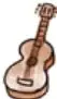 Ilustración de una guitarra junto a la palabra «guitarra».