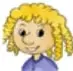 Ilustración de una niña rubia con vestido morado, personaje de Ricitos de Oro.