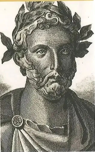 Busto de Plauto, comediante romano, con barba y mirada de perfil