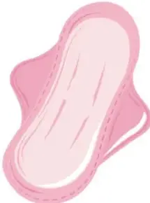 Ilustración de una toalla sanitaria (pañuelo higiénico) rosada, referencia visual a la menstruación.