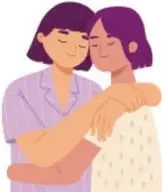 Ilustración de una mamá con dos hijas.