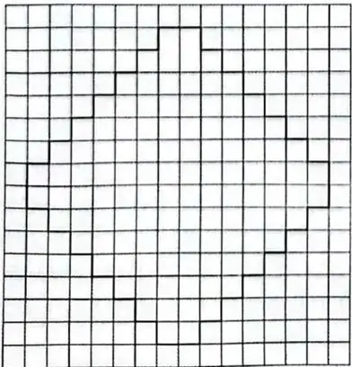 Hoja cuadriculada con un gráfico de líneas horizontales y verticales para reproducir.