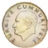 Fotografía del anverso de una moneda de Cien Liras de Turquía, 1988, plata, de 20 mm de diámetro.