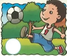 Tres ilustraciones: un niño estudiando, un niño jugando fútbol y un niño comiendo.