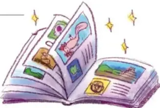 Ilustración de un álbum o libro abierto con fotografías pegadas y estrellas brillantes, acompañado del crédito 'Diana Anahí Sainz Villarreal, BAJA CALIFORNIA'.