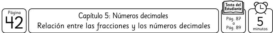 Recta numérica de 0 a 1 dividida en 10 partes para ubicar decimales y fracciones.