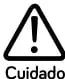 Pictograma de advertencia: triángulo con signo de exclamación y la palabra 'Cuidado'.