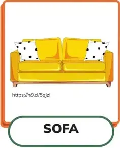 Tarjeta con sofá amarillo (SOFA).