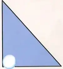 Triángulo rectángulo azul cuyos catetos son vertical y horizontal, y cuya hipotenusa es el lado inclinado.