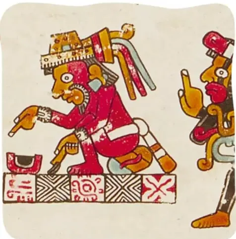 Dos cuadros de códice con borde verde y glifos: una figura escalonada verde (calli, casa) y una cabeza de conejo (tochtli); debajo hay anotaciones en escritura antigua: «Esta figura sedize calli» y «posta sedize tochtli».