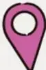 Ícono de pin de ubicación rosa junto al ejemplo de uso del presente continuo.