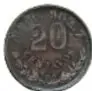 Reverso de una moneda de Veinte Centavos de México, 1900, de plata.
