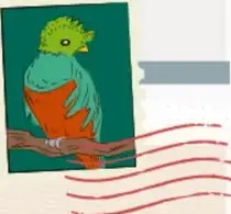Ilustración de un perico o loro verde posado sobre una rama.