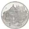 Fotografía del anverso de una medalla de plata del Palacio de Bellas Artes de México, con inscripción de 2 onzas, de la Colección Casa de Moneda de México, Museo Numismático Nacional, diámetro 48 mm.
