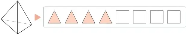 Fila con 4 triángulos y 4 cuadrados; se pintan los 4 triángulos.