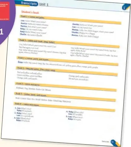 Transcripción de la Unidad 1 del Student's Book con diálogos y pistas de audio.