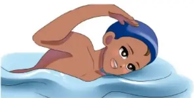 Niño nadando en una alberca.