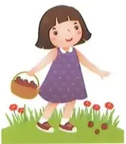Ilustración de una niña recolectando moras.