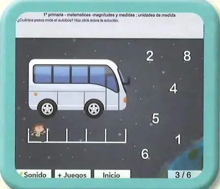 Autobús acompañado de una escala gráfica basada en pasos y varias opciones numéricas.