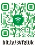 Código QR verde con enlace bit.ly/3VfglUk para acceder al video 'Los mensajes artísticos y la vida saludable'.