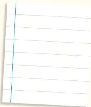 Hoja de cuaderno rayada con margen azul, símbolo de tomar notas