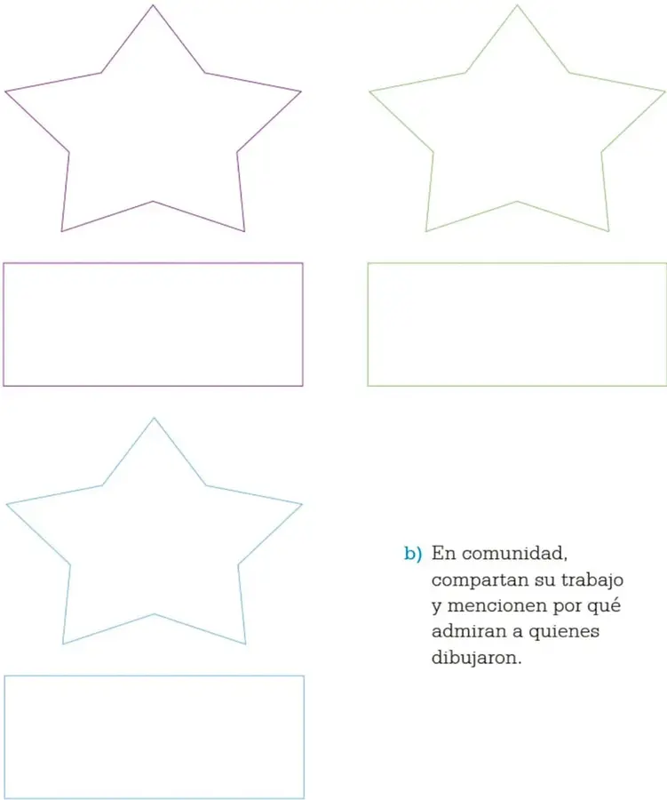Estrella de cinco puntas con contorno morado y un recuadro rectangular debajo.