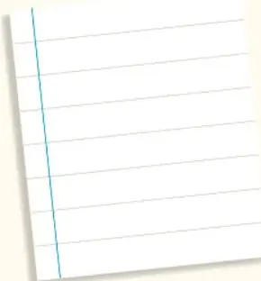 Hoja de cuaderno con líneas, símbolo de escritura o toma de notas.